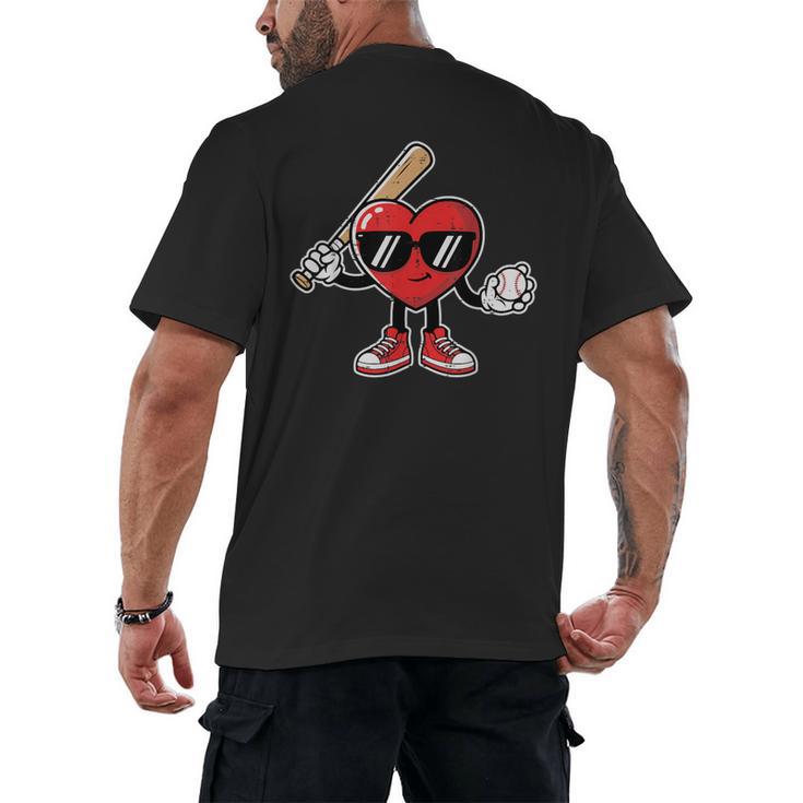 Valentines Day Heart Baseball Player Sports Boys Kids Men Men's Back Print T-Shirt