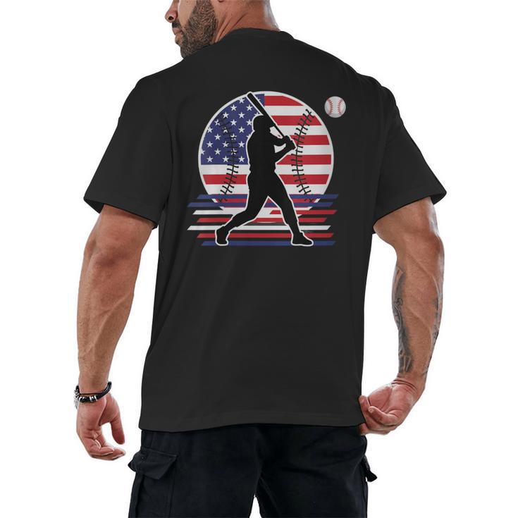 Women's Batter Patriotic American Flag Baseball Silks Men's Back Print T-Shirt