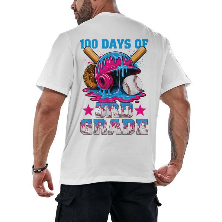 100 Days Of 3rd Grade Baseball 100th Day Of School Boys Kids Men's Back Print T-Shirt