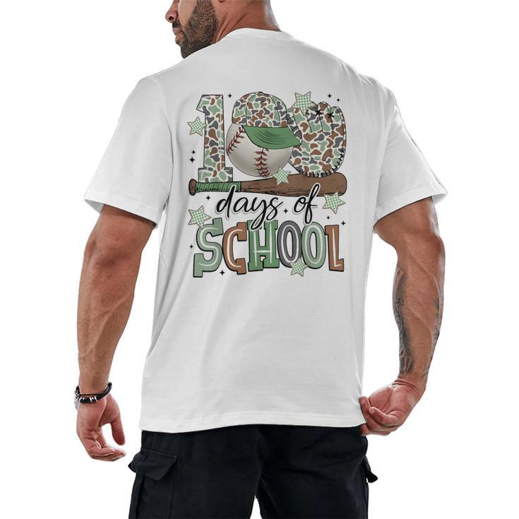 100 Days Of School Baseball Camo Men Boy Kid Men's Back Print T-Shirt