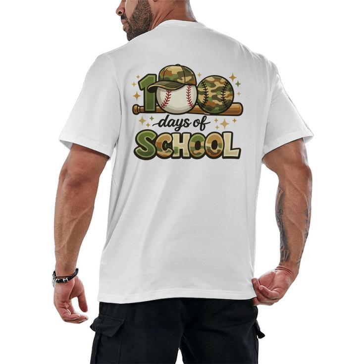 100 Days Of School Baseball Camo School Teacher Boy Men's Back Print T-Shirt