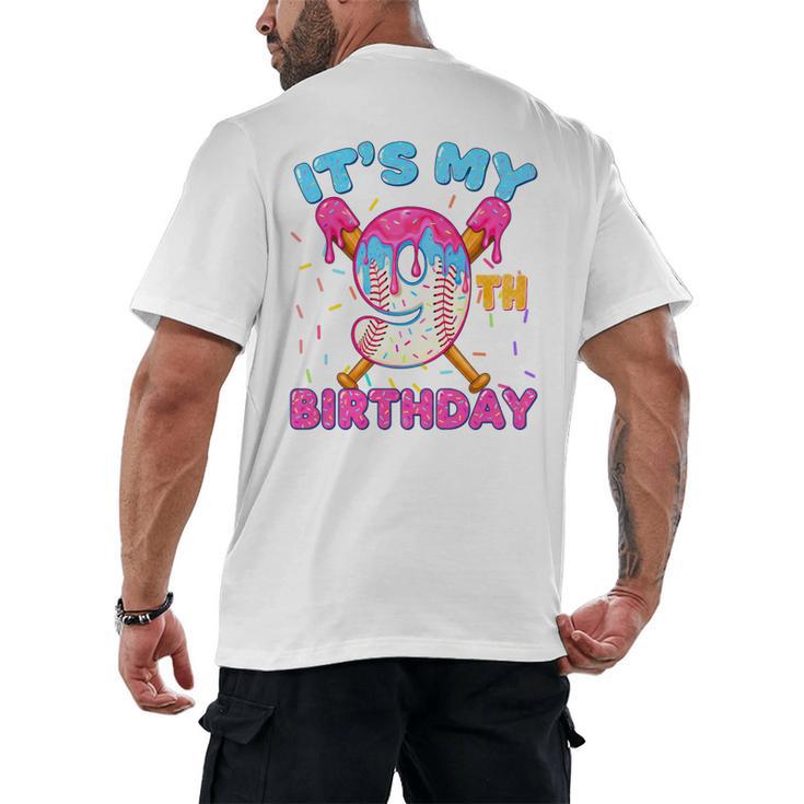 9th Birthday Baseball 9 Year Old Ice Cream Drip Boy Baseball Premium Tri-Blend Men's Back Print T-Shirt
