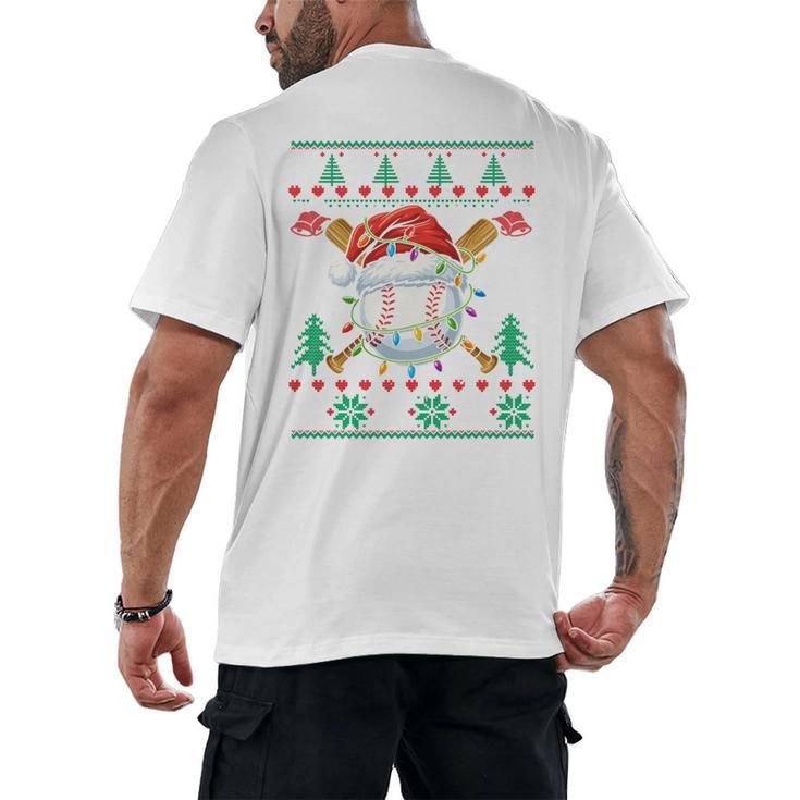 Baseball Christmas Ugly Sweater Santa Sport Men Kids Men's Back Print T-Shirt