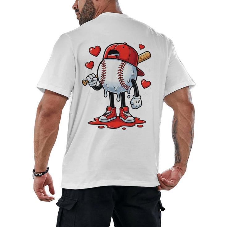 Baseball Ice Cream Drip Valentines Day Sports For Kids Boys Men's Back Print T-Shirt