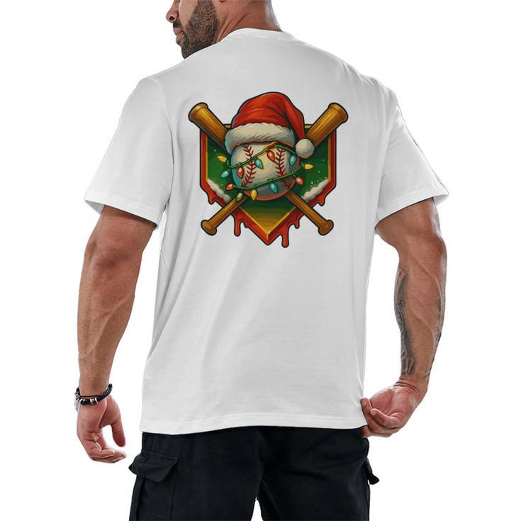 Baseball Xmas Christmas Baseball Ice Cream Drip Boys Men's Back Print T-Shirt