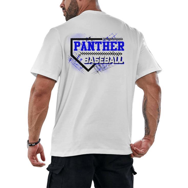 Blue Panther Baseball Home Plate Game Day Mascot Panther Men's Back Print T-Shirt