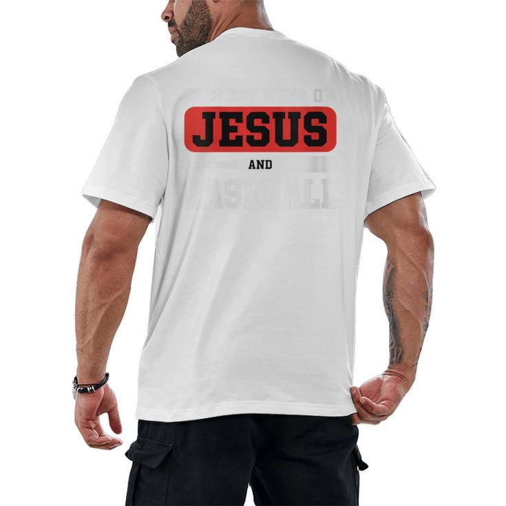 This Boy Runs On Jesus And Baseball Christian Baseball Men's Back Print T-Shirt
