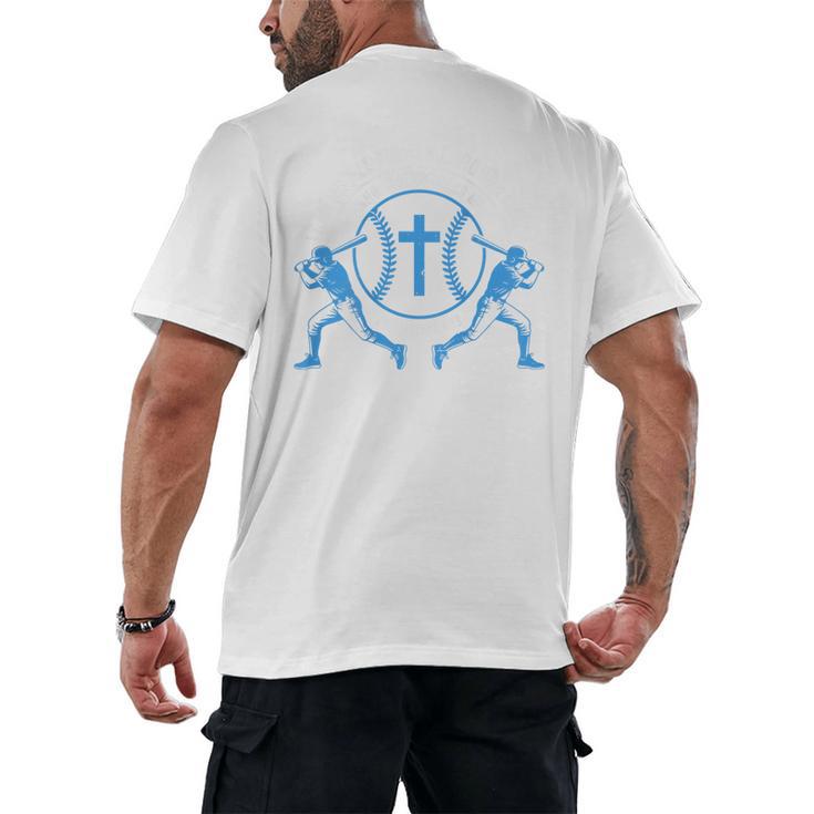 Boys Baseball Christian-Shirt Softball I Can Do All Things Men's Back Print T-Shirt