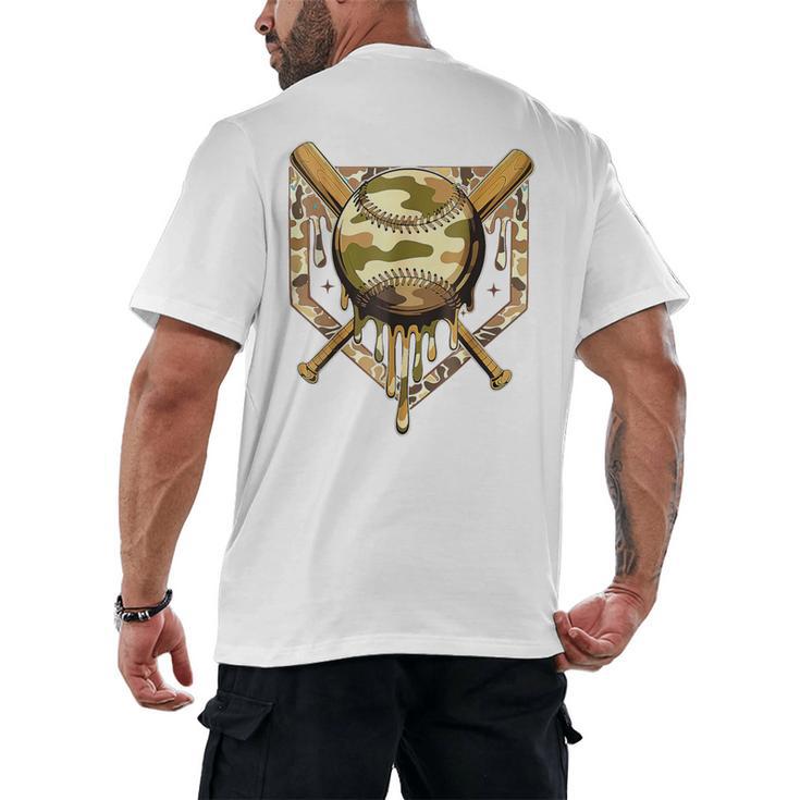 Camo Baseball Dripping Military Camouflage Sports Men Boy Men's Back Print T-Shirt
