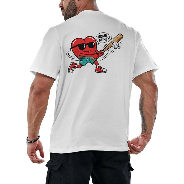 Heart Valentines Day Baseball Men Boys Kids Teens Men's Back Print T-Shirt