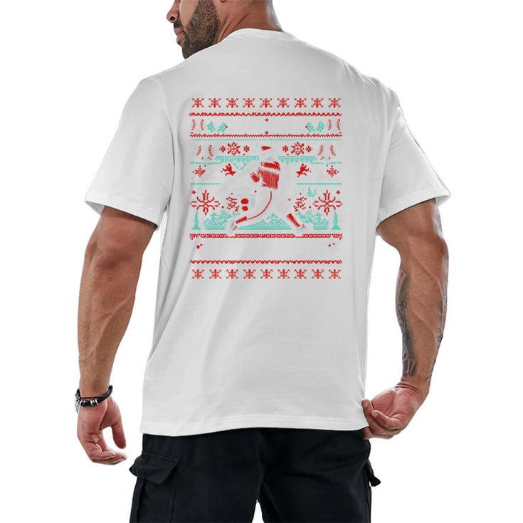 Ho Ho Homerun Baseball Ugly Christmas Sweater Party Hitter Men's Back Print T-Shirt