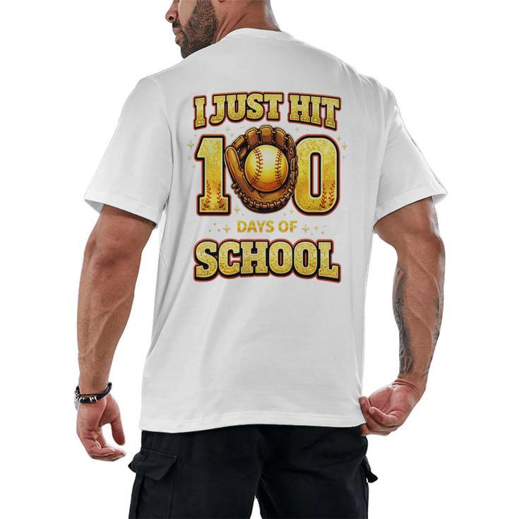 I Just Hit 100 Days Of School Baseball Boys Kids 100th Day Men's Back Print T-Shirt