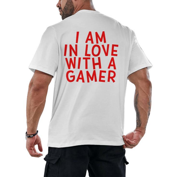 I Am In Love With A Gamer Cute Valentines Day Gamer Couple Raglan Baseball Tee Men's Back Print T-Shirt