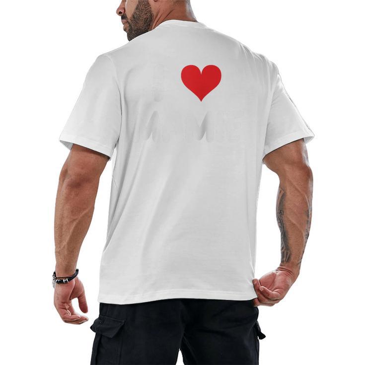 I Love Mamie Heart Grandma Grandmother Grandparent Raglan Baseball Tee Men's Back Print T-Shirt