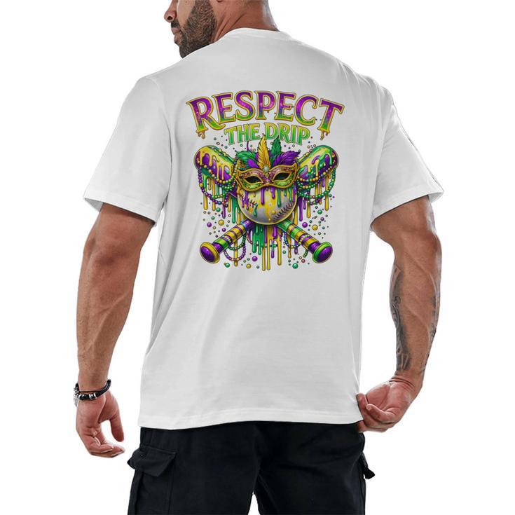 Respect The Drip Mardi Gras Baseball Ice Cream Boys Carnival Men's Back Print T-Shirt