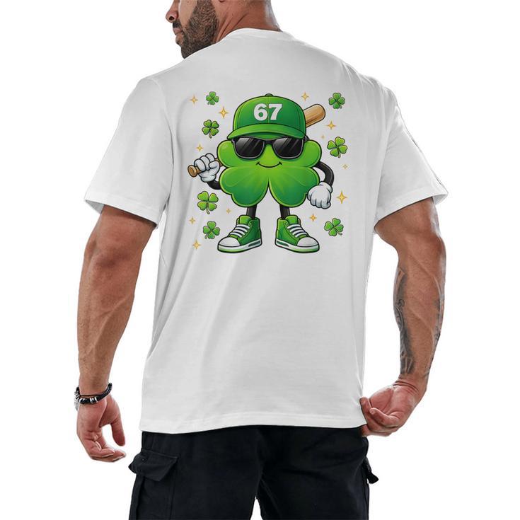 Shamrocks Playing Baseball St Patricks Day 6 7 Meme Men Boys Men's Back Print T-Shirt