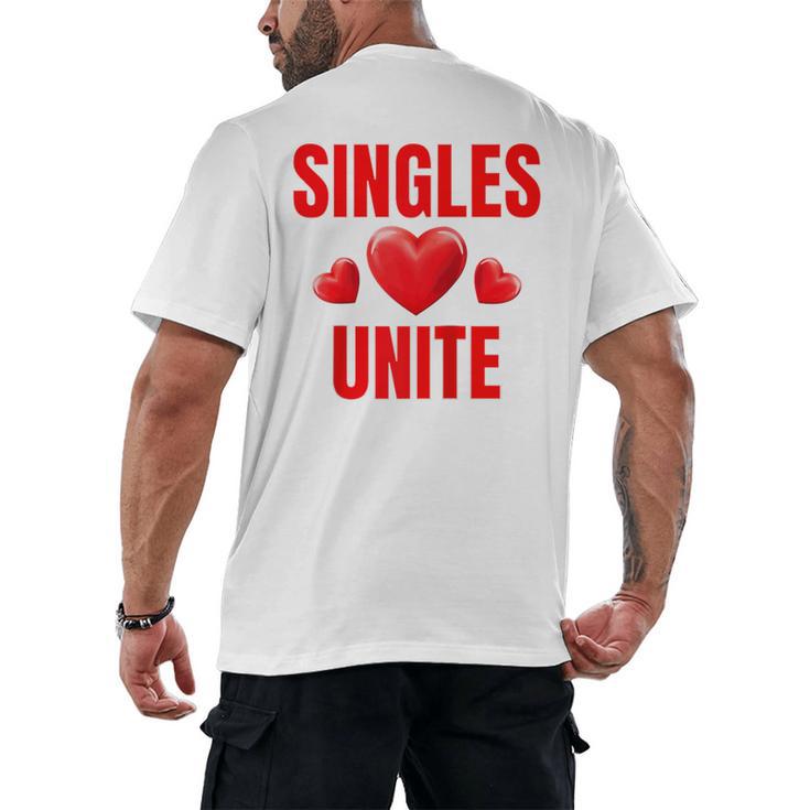 Singles Unite Valentines Day Humor For Singles Raglan Baseball Tee Men's Back Print T-Shirt