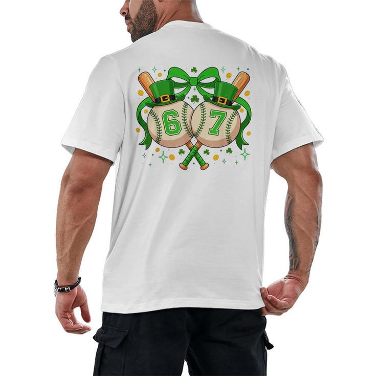 Six Seven 67 Meme Baseball Coquette Bow St Patrick's Day Men's Back Print T-Shirt