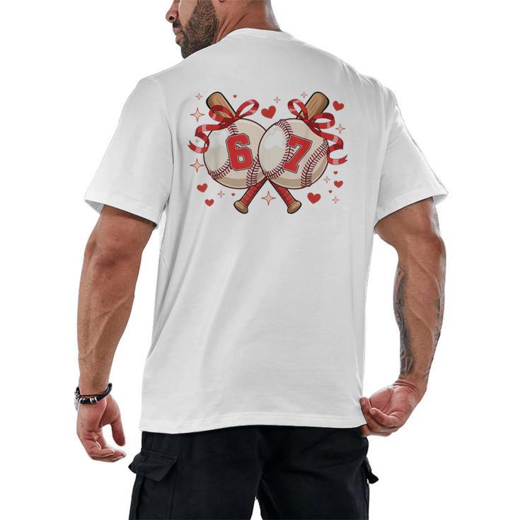 Six Seven 67 Meme Baseball Coquette Bow Valentine Men's Back Print T-Shirt