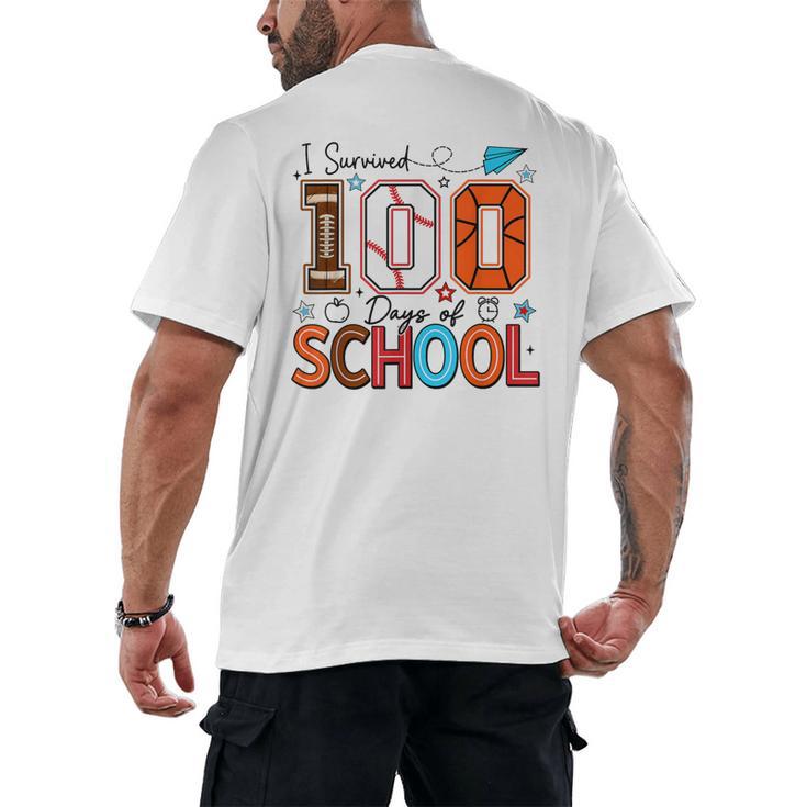 I Survived 100 Days Baseball Football Basketball School Kids Men's Back Print T-Shirt