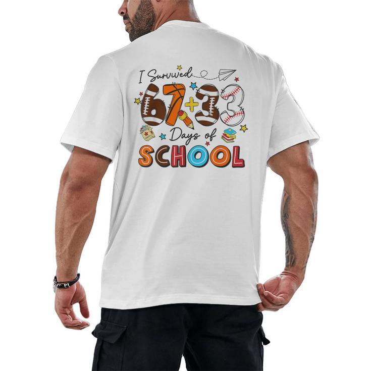 I Survived 67 33 Days Of School Baseball Basketball Football Men's Back Print T-Shirt