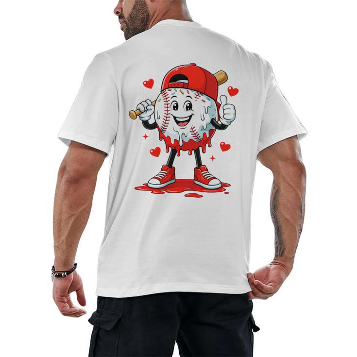 Valentine Baseball Heart Sports Men Boys Kid Men's Back Print T-Shirt