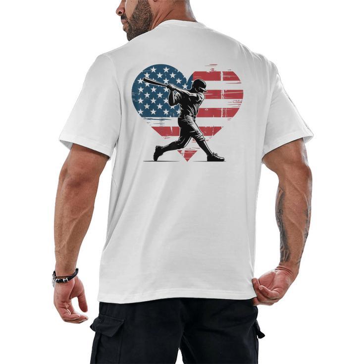 Valentines Baseball Batter Silhouette Heart Men Boys Kid Men's Back Print T-Shirt