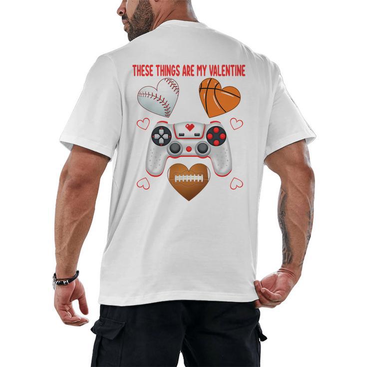 Valentines Day Boys Men Hearts Gaming Football Baseball Love Premium Tri-Blend Men's Back Print T-Shirt