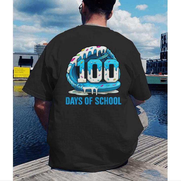 100 Days Of School Baseball Drip Ice Cream Kid Boy 100th Day Men's Back Print T-Shirt
