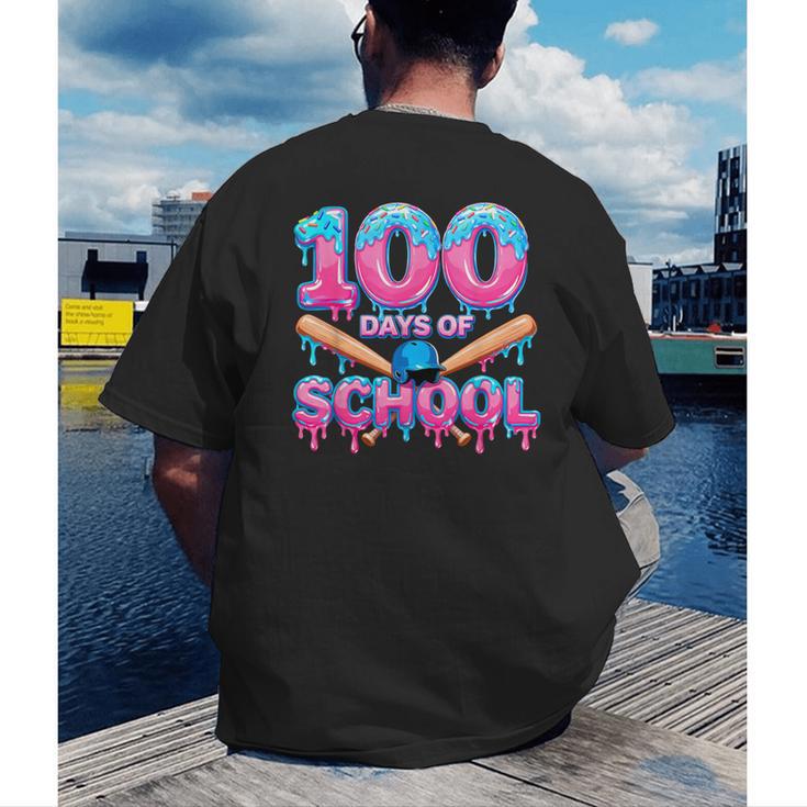 100 Days Of School Baseball Dripping Ice Cream 100th Day Men's Back Print T-Shirt