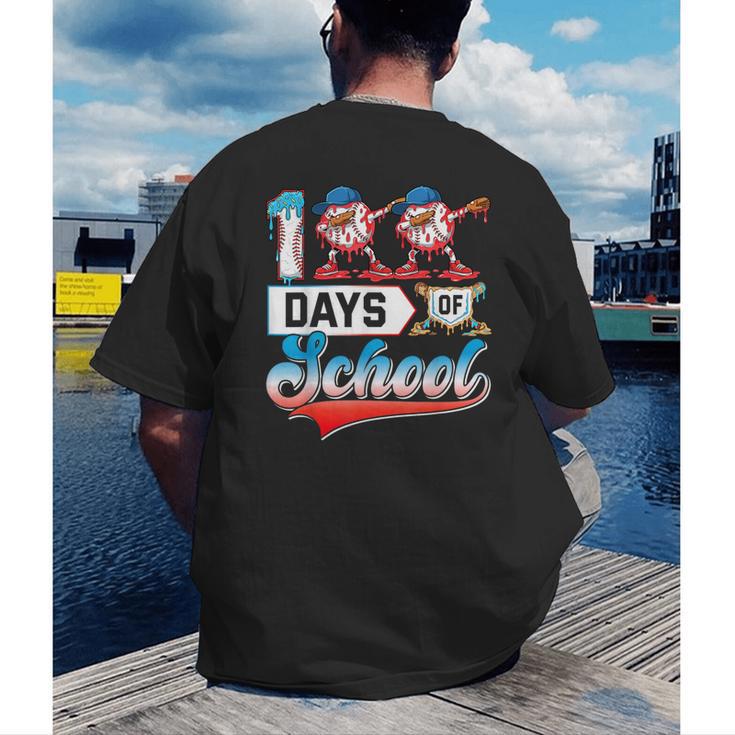 100 Days Of School Boys Baseball Drip 100th Day Dabbing Ball Men's Back Print T-Shirt