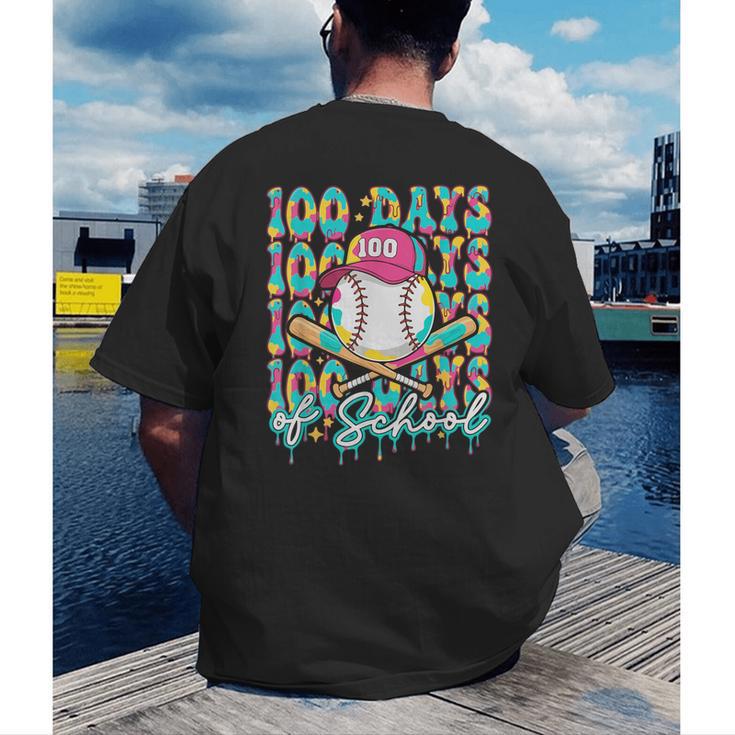 100 Days Of School Drip Baseball 100th Day Baseball School Men's Back Print T-Shirt 100 Days Of School Drip Baseball 100th Day Baseball School Men's Back Print T-Shirt