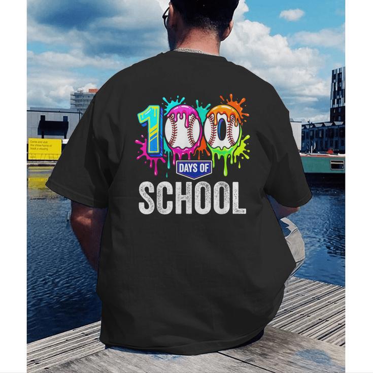 100 Days Of School Dripping Baseball Boys Kids Teacher Men's Back Print T-Shirt 100 Days Of School Dripping Baseball Boys Kids Teacher Men's Back Print T-Shirt