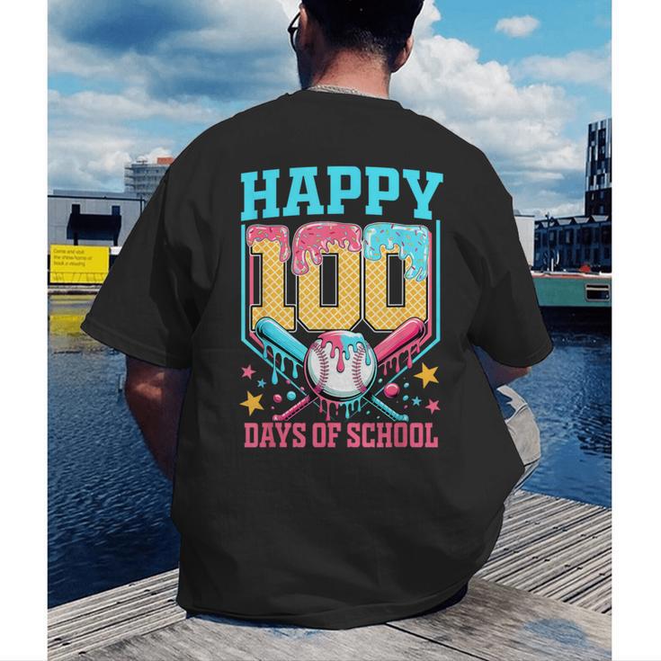 100 Days Of School Kids Baseball Drip 100th Day Of School Men's Back Print T-Shirt 100 Days Of School Kids Baseball Drip 100th Day Of School Men's Back Print T-Shirt