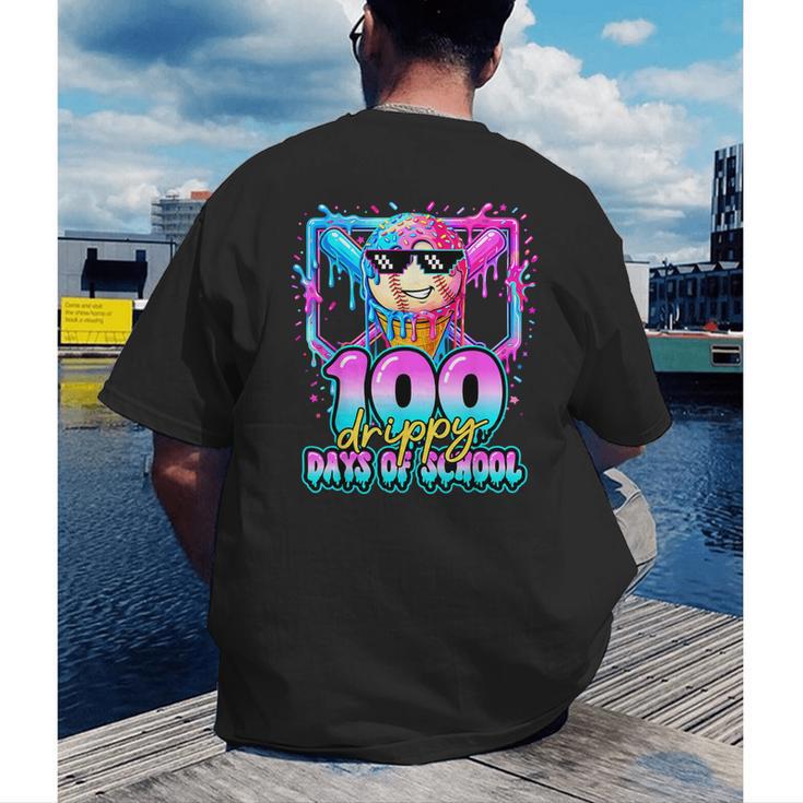 100 Drippy Days Of School Baseball Ice Cream 100th Day Boys Men's Back Print T-Shirt 100 Drippy Days Of School Baseball Ice Cream 100th Day Boys Men's Back Print T-Shirt
