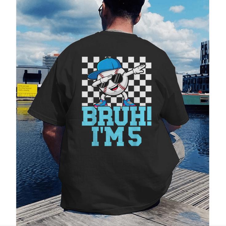 5th Birthday Dabbing Baseball Boys Bruh I'm 5 Year Old Men's Back Print T-Shirt