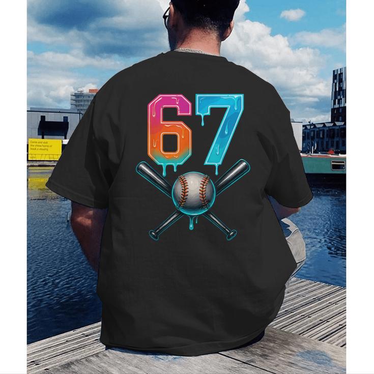 67 Baseball Meme Cool Drip Number 67 Player Or 67th Birthday Men's Back Print T-Shirt 67 Baseball Meme Cool Drip Number 67 Player Or 67th Birthday Men's Back Print T-Shirt