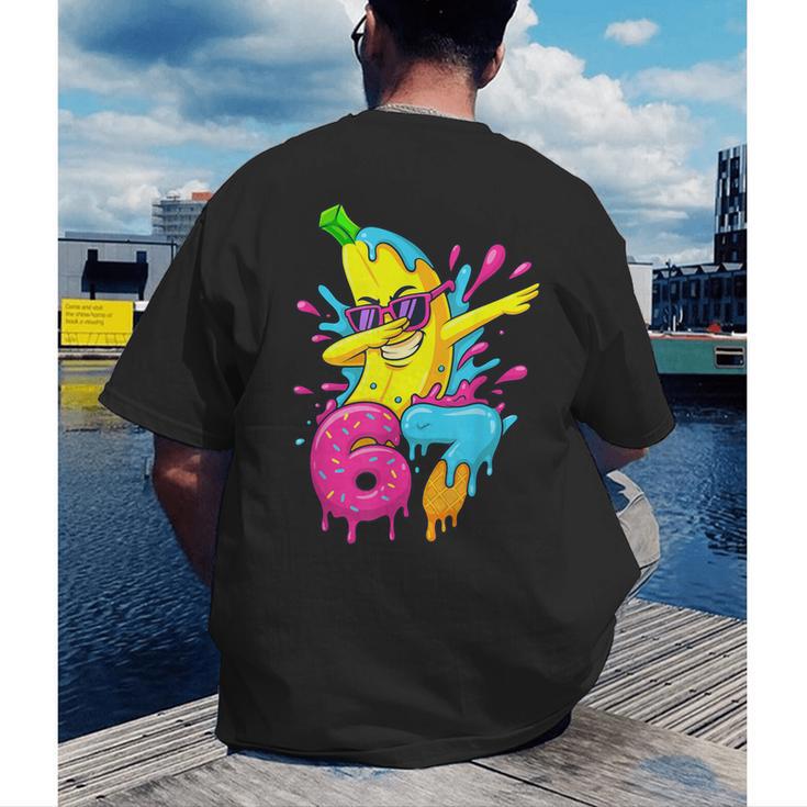 67 Dabbing Banana Baseball 6 7 Dripping Ice Cream Meme Men's Back Print T-Shirt