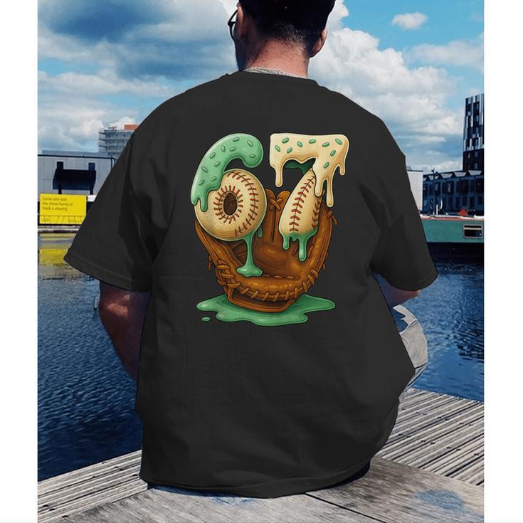 67 Ice Cream Drip Six Seven Baseball Men's Back Print T-Shirt