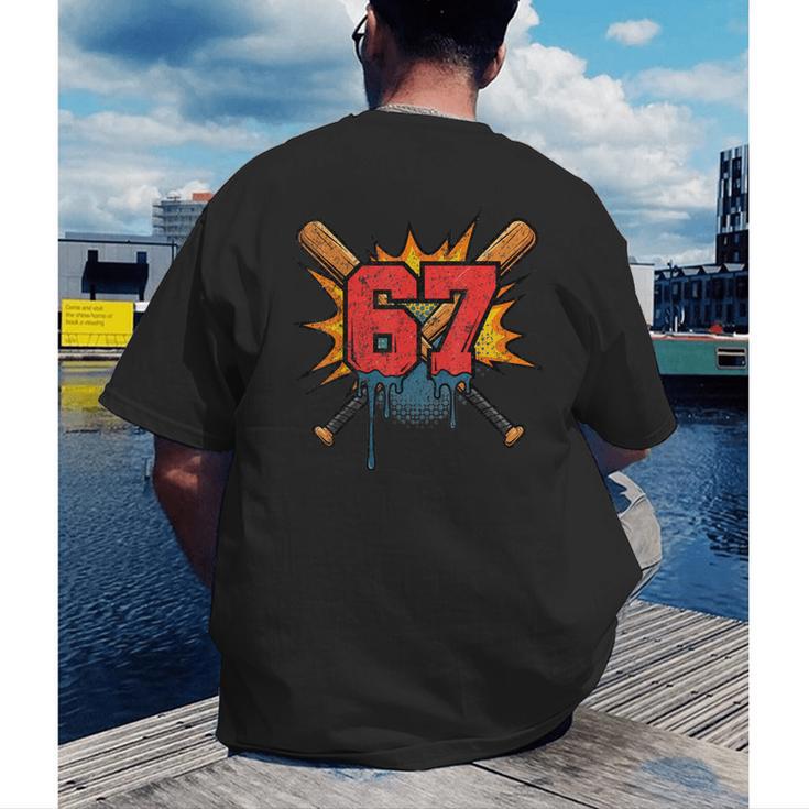 67 Sports Meme – Baseball Bats Number 6 7 Men's Back Print T-Shirt