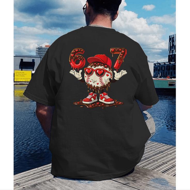 67 Valentine Day Baseball Chocolate Ice Cream Drip Men's Back Print T-Shirt 67 Valentine Day Baseball Chocolate Ice Cream Drip Men's Back Print T-Shirt