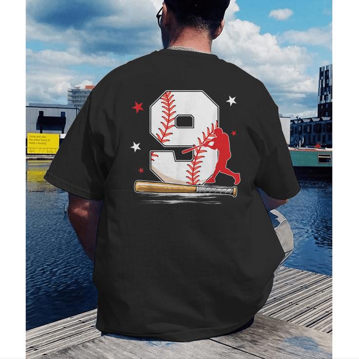 9 Years Old Baseball Birthday Boy 9th Bday Party Men's Back Print T-Shirt 9 Years Old Baseball Birthday Boy 9th Bday Party Men's Back Print T-Shirt