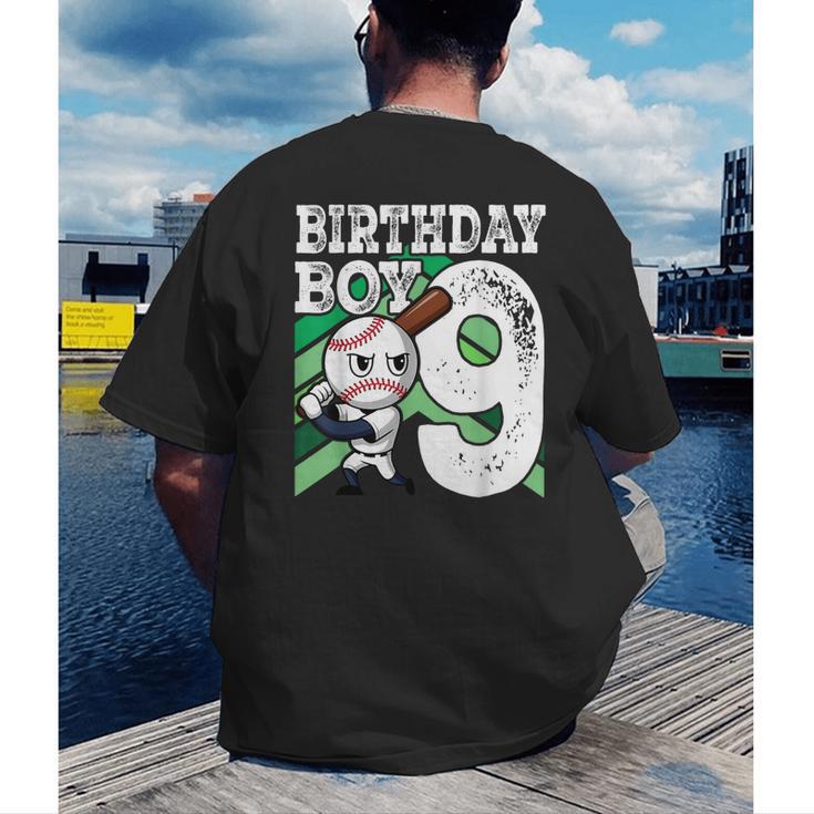 9th Birthday Baseball Birthday Party 9th Birthday Boy Men's Back Print T-Shirt 9th Birthday Baseball Birthday Party 9th Birthday Boy Men's Back Print T-Shirt