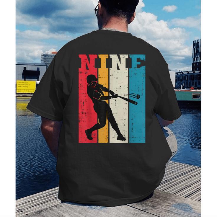 9th Birthday Nine Baseball Batter 9 Year Old Bday Boys Kids Men's Back Print T-Shirt