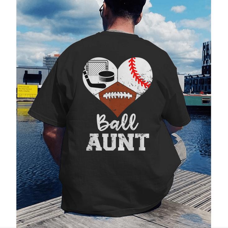 Ball Aunt Heart Football Baseball Hockey Game Day Men's Back Print T-Shirt Ball Aunt Heart Football Baseball Hockey Game Day Men's Back Print T-Shirt