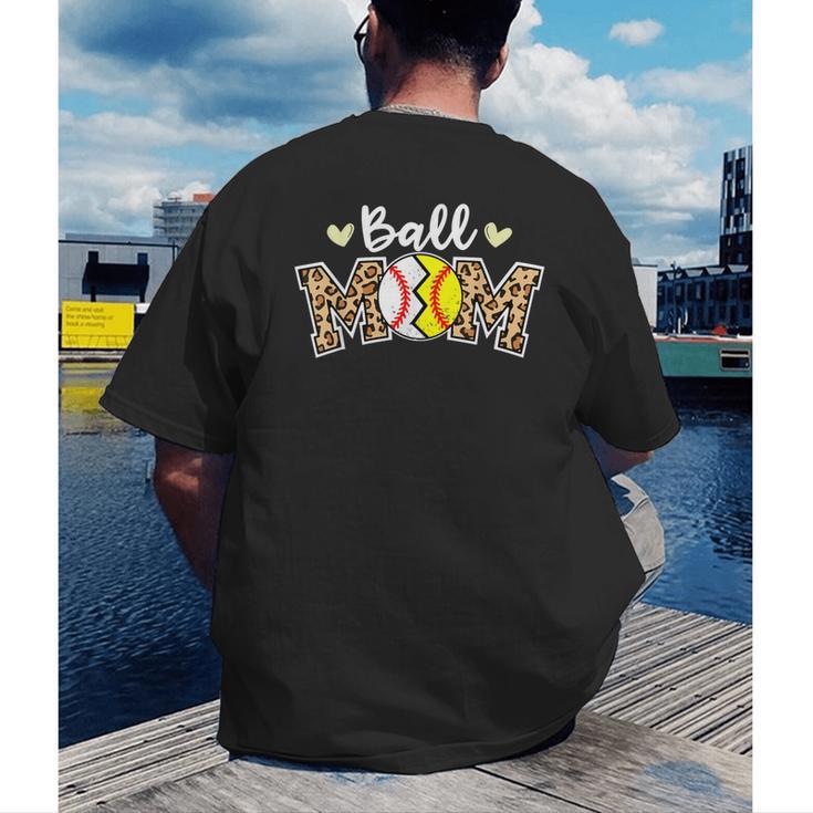 Ball Mom Leopard Baseball Softball Player Mom Men's Back Print T-Shirt Ball Mom Leopard Baseball Softball Player Mom Men's Back Print T-Shirt