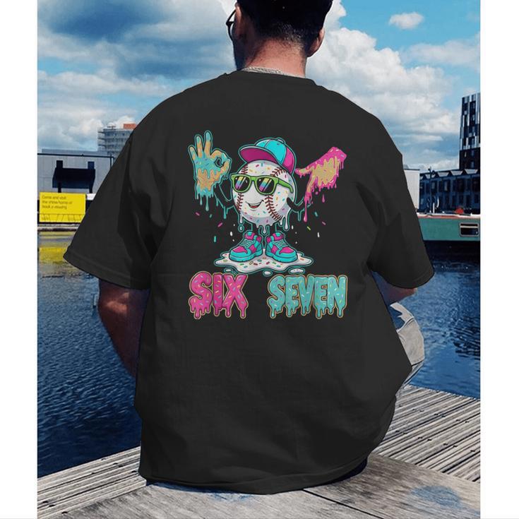 Baseball 67 Drip Six Seven Hand Signs Ice Cream Meme Men's Back Print T-Shirt