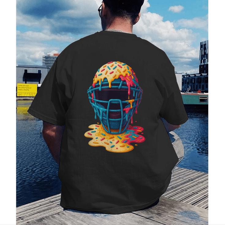 Baseball Catcher Mask Ice Cream Dripping Baseball Fan Boys Men's Back Print T-Shirt