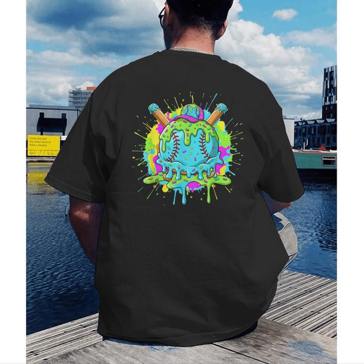 Baseball Drip For Boys Ice Cream Drip Youth Boys Baseball Men's Back Print T-Shirt