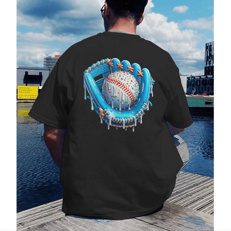 Baseball Drip Ice Cream Glove With Sprinkles Ball Boys Youth Men's Back Print T-Shirt Baseball Drip Ice Cream Glove With Sprinkles Ball Boys Youth Men's Back Print T-Shirt